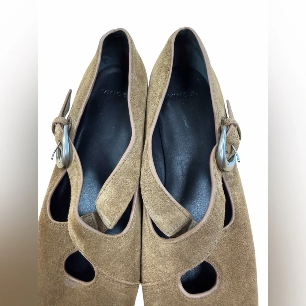 Vince Brown Cici Suede Luxury Women's Crisscross‎ Ballerina Flats